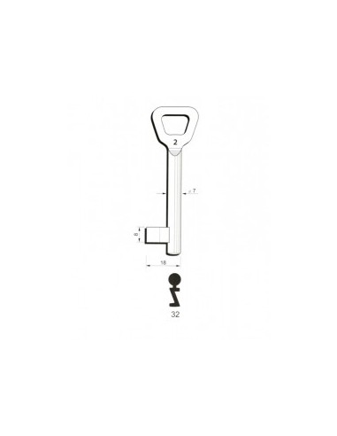 Key blank Hobes32 7mm