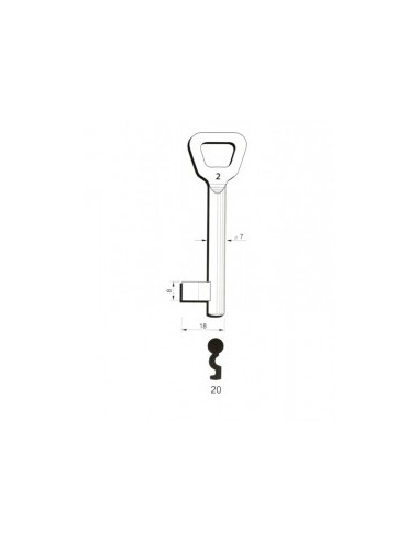Key blank Hobes20 7mm