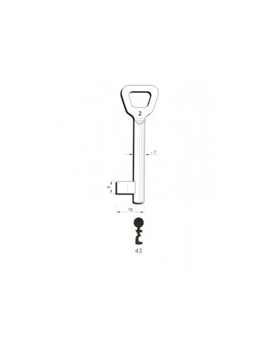 Key blank Hobes43 7mm