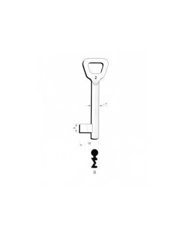 Key blank Hobes9 7mm
