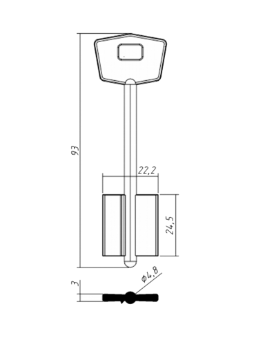 Key blank MT-3G 2MO7 5MT5 8MT MTR-5