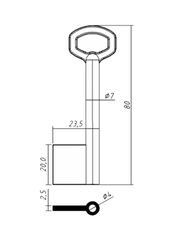 Key blank 1-7-80