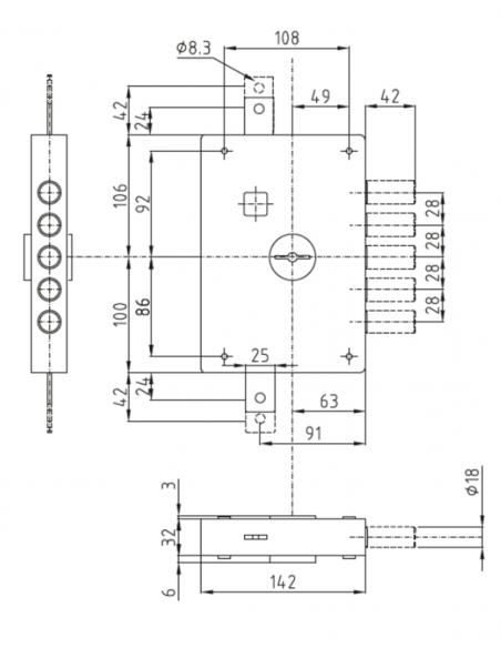 Additional lock Atra Dierre 6001 1DF Right
