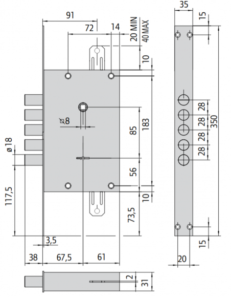 Additional lock Cisa 57525.48 Universal