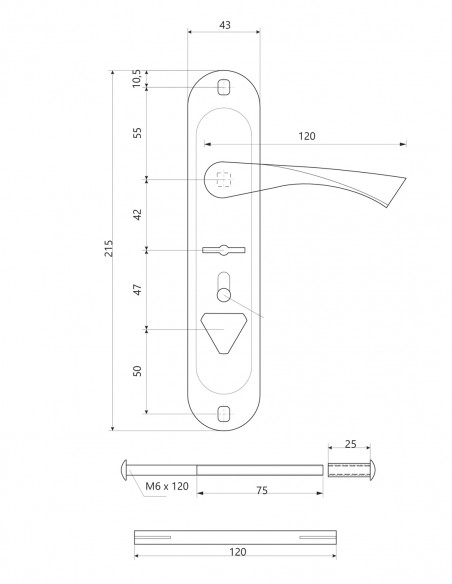 Door handle Avers HP42.0123-S-C-CR-L Chrome Left