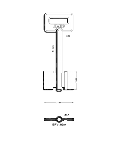 Key blank ERV-3G/A