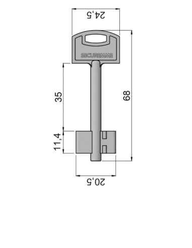 Key blank Securemme 68 MM OCVBXNISBOZ...